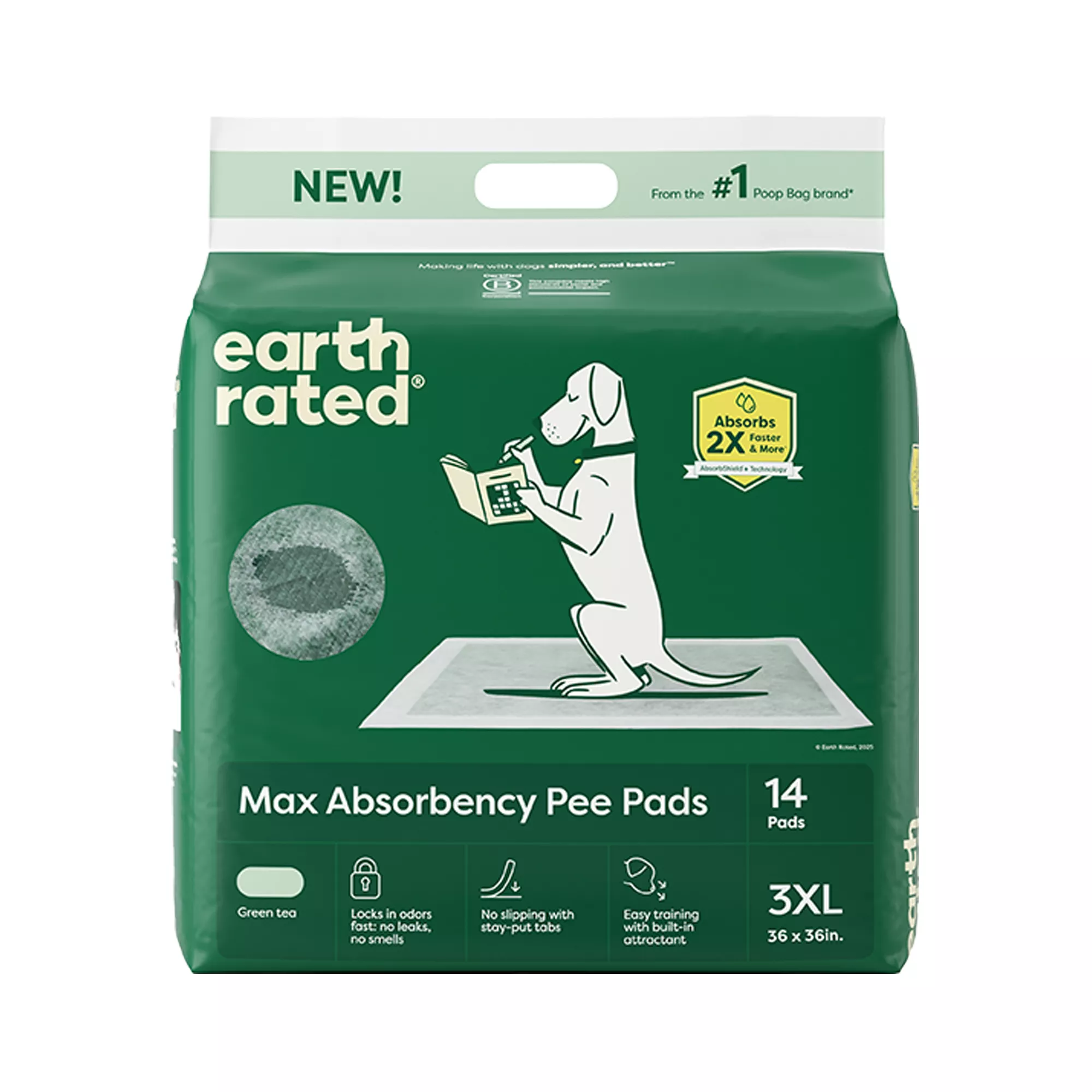 Earth Rated Puppy Pee Pads with AbsorbShield+ Technology