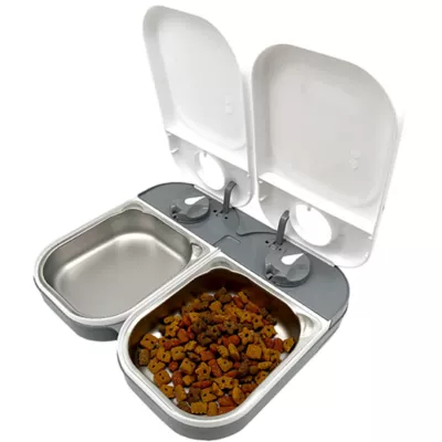 Product Closer Pets Two-Meal Automatic Pet Feeder with Stainless Steel Bowl Inserts (C200)