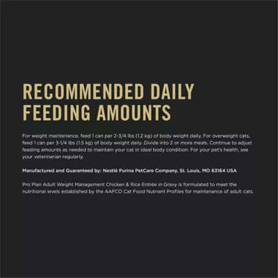 Pro Plan Adult Weight Management Wet Cat Food -  Chicken and Rice Entree in Gravy, 85g - Image 7