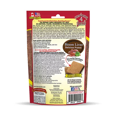 Product Benny Bully's Dog Treats - Bison Liver Chops, 60g/2.1oz