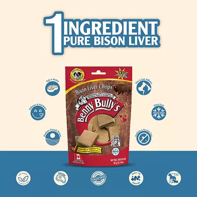 Product Benny Bully's Dog Treats - Bison Liver Chops, 60g/2.1oz