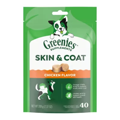 Greenies Skin and Coat Sensitive Care Supplement for Dogs, Peanut Butter Flavor, 80 Count Tub - Image 1