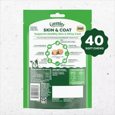 Greenies Skin & Coat Supplement with Omega-3 for Dogs, Chicken Flavored Soft Chew, 40 Count - Image 10