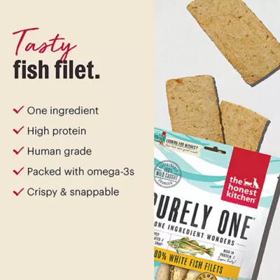 Product The Honest Kitchen Purely One White Fish Filets Adult Dog Treats - 3 oz