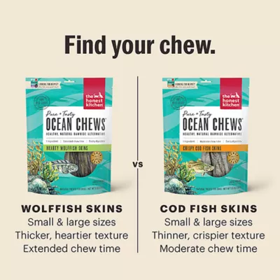 Product The Honest Kitchen Ocean Chews Crispy Cod Fish Skins Adult Dog Treats - 5.5 oz