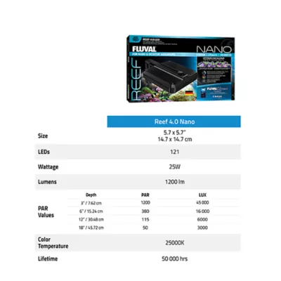 Fluval® Reef Nano 4.0 LED Saltwater Aquarium Light for Saltwater Reef Tanks - Image 4