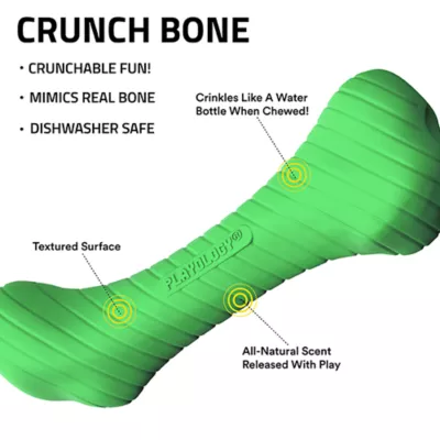 Product Playology Holiday Mom's Turkey Scented Crunch Bone Dog Toy, Jumbo
