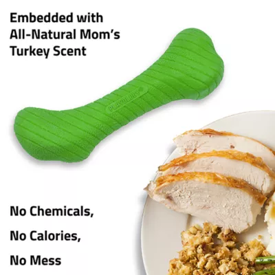 Product Playology Holiday Mom's Turkey Scented Crunch Bone Dog Toy, Jumbo