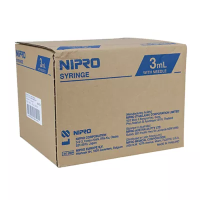 Nipro Luer Lock Syringes with Needles - 3 mL - Image 1