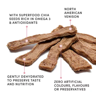 Product Crumps' Naturals Dog Treats - Venison Jerky with Chia Seeds, 5.6oz