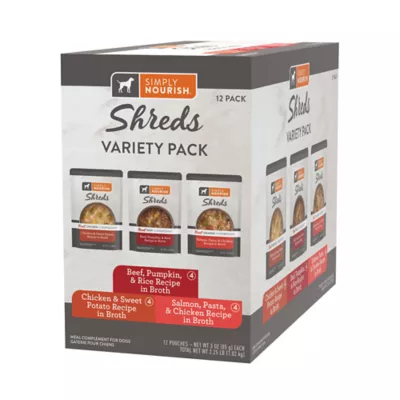 Simply Nourish Original Adult Dog Meal Topper - Shreds, Variety Pack, 12 ct - Image 1