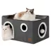 Bedsure® Large Cat Bed for Indoor Cats, Extra Wide Cat Cube House with Fluffy Ball & Scratch Pad image thumbnail 1