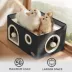 Bedsure® Large Cat Bed for Indoor Cats, Extra Wide Cat Cube House with Fluffy Ball & Scratch Pad image thumbnail 5