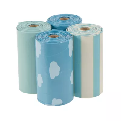 Top Paw® Dog Poop Bags - Extra Thick, Blue - Prints & Solids - 60 Count - Image 1