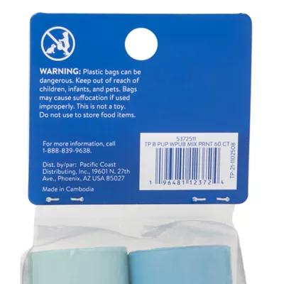 Top Paw® Dog Poop Bags - Extra Thick, Blue - Prints & Solids - 60 Count - Image 5