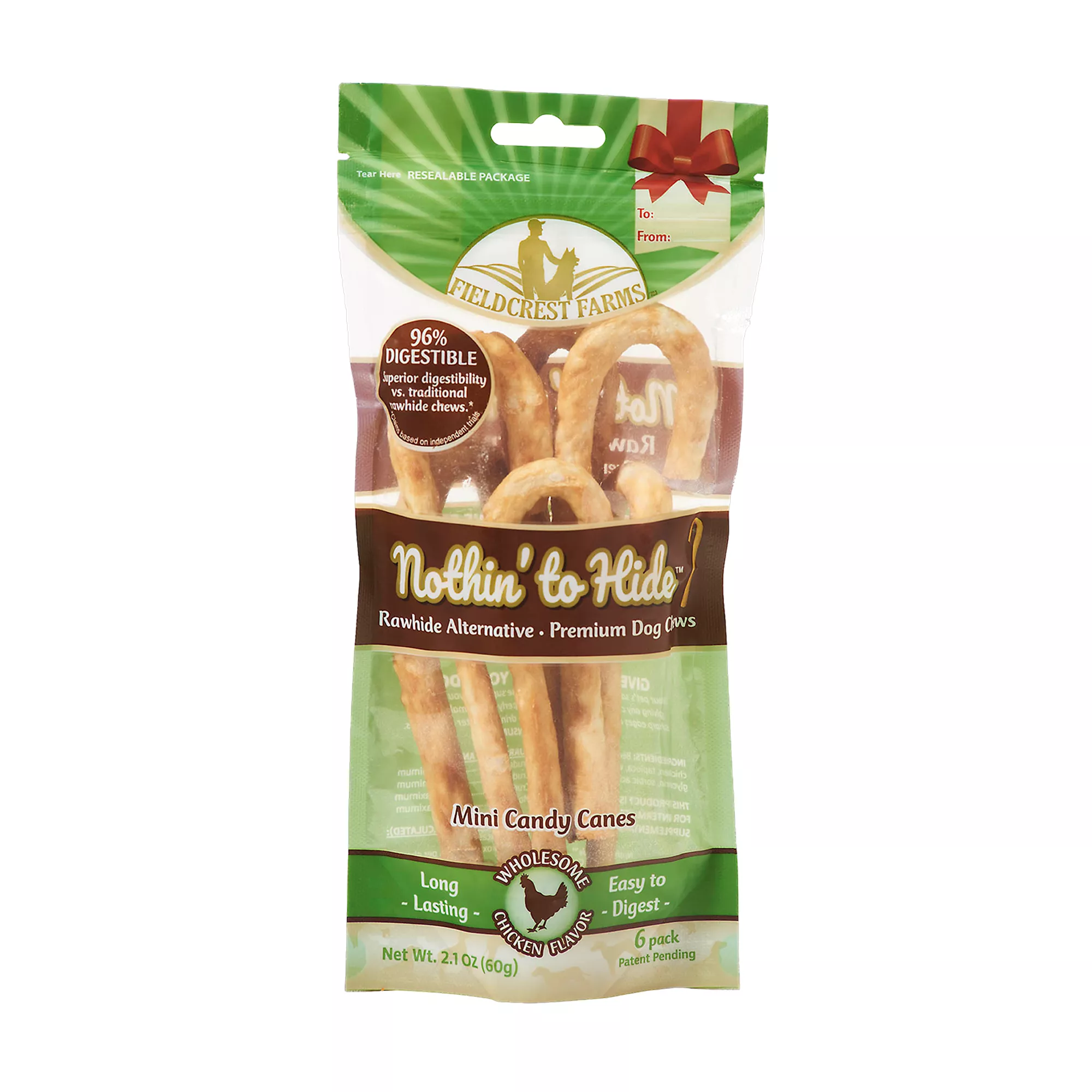Nothin' to Hide Dog Treats - Mini Candy Cane Chews, 6 Pack/68 g