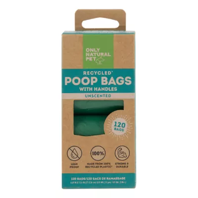 Only Natural Pet® Recycled Poop Bags with Handles - Extra Thick - Green - Image 1