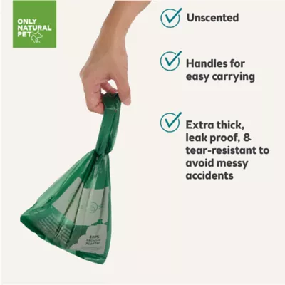 Only Natural Pet® Recycled Poop Bags with Handles - Extra Thick - Green - Image 4