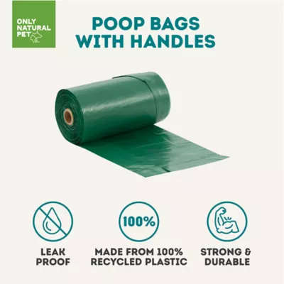 Only Natural Pet® Recycled Poop Bags with Handles - Extra Thick - Green - Image 6