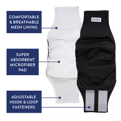 Top Paw® Male Reusable Dog Diapers - Male Wraps - Solid Colors - 3 Count - Image 2