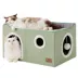 Bedsure® Large Cat Bed for Indoor Cats, Extra Wide Cat Cube House with Fluffy Ball & Scratch Pad image thumbnail 1
