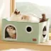 Bedsure® Large Cat Bed for Indoor Cats, Extra Wide Cat Cube House with Fluffy Ball & Scratch Pad image thumbnail 7