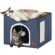 Product Bedsure® Large Cat Bed for Indoor Cats, Extra Wide Cat Cube House with Fluffy Ball & Scratch Pad