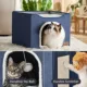Product Bedsure® Large Cat Bed for Indoor Cats, Extra Wide Cat Cube House with Fluffy Ball & Scratch Pad