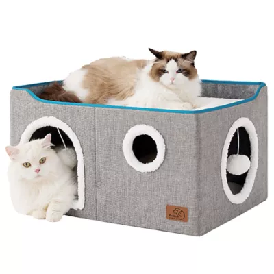 Product Bedsure® Large Cat Bed for Indoor Cats, Extra Wide Cat Cube House with Fluffy Ball & Scratch Pad