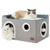 Bedsure® Large Cat Bed for Indoor Cats, Extra Wide Cat Cube House with Fluffy Ball & Scratch Pad image thumbnail 1