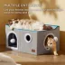 Bedsure® Large Cat Bed for Indoor Cats, Extra Wide Cat Cube House with Fluffy Ball & Scratch Pad image thumbnail 2