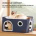 Bedsure® Large Cat Bed for Indoor Cats, Extra Wide Cat Cube House with Fluffy Ball & Scratch Pad image thumbnail 3