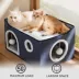 Bedsure® Large Cat Bed for Indoor Cats, Extra Wide Cat Cube House with Fluffy Ball & Scratch Pad image thumbnail 5