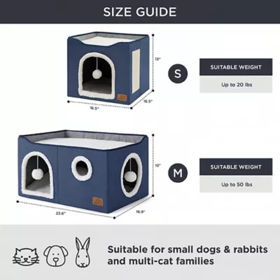 Product Bedsure® Large Cat Bed for Indoor Cats, Extra Wide Cat Cube House with Fluffy Ball & Scratch Pad
