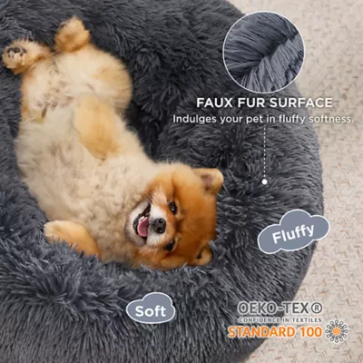 Product Bedsure® Calming Dog Bed-Fluffy Plush Faux Fur Anti-Slip Donut Dog & Cat Bed