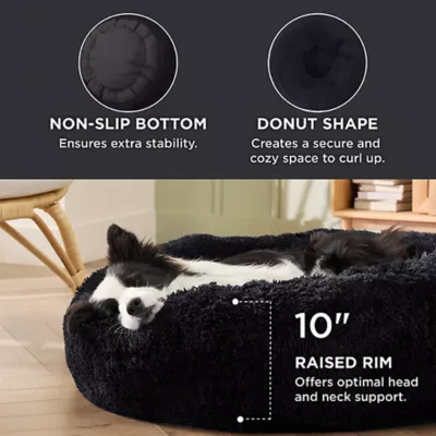 Bedsure® Calming Dog Bed-Fluffy Plush Faux Fur Anti-Slip Donut Dog & Cat Bed - Image 2