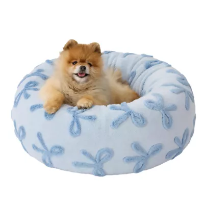 Lesure® Cute Small Donut Round Pet Bed for Dogs & Cats - Bow - Image 1