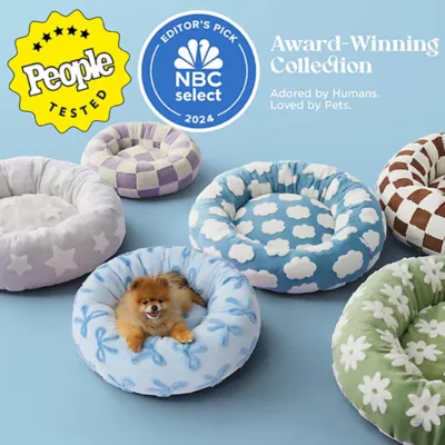 Product Lesure® Cute Small Donut Round Pet Bed for Dogs & Cats - Bow