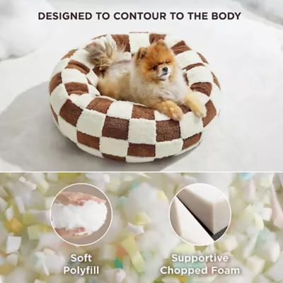 Lesure® Cute Donut Pet Bed for Dogs & Cats - Checkerboard - Image 3