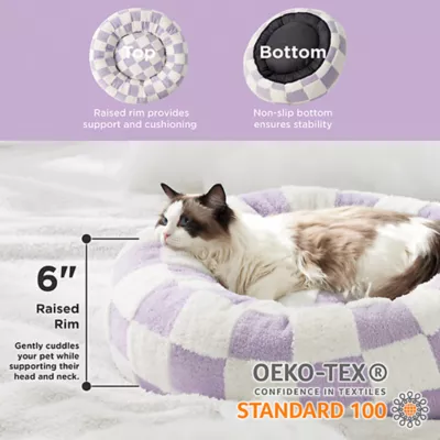 Lesure® Cute Donut Pet Bed for Dogs & Cats - Checkerboard - Image 2