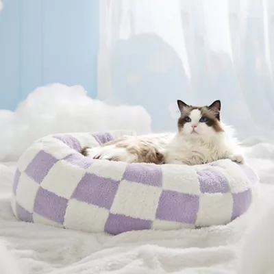 Lesure® Cute Donut Pet Bed for Dogs & Cats - Checkerboard - Image 3