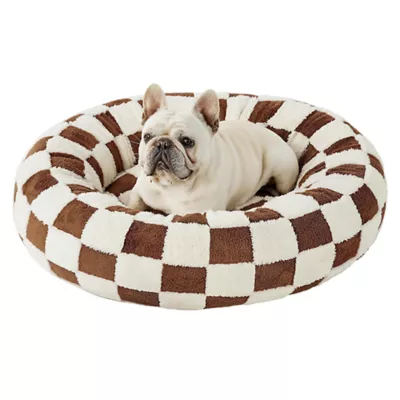 Lesure® Cute Donut Pet Bed for Dogs & Cats - Checkerboard - Image 1