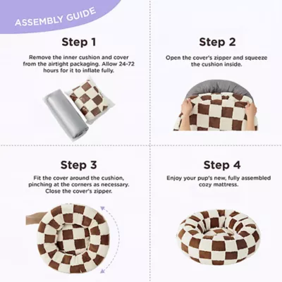 Lesure® Cute Donut Pet Bed for Dogs & Cats - Checkerboard - Image 6