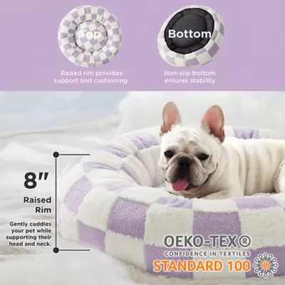 Lesure® Cute Donut Pet Bed for Dogs & Cats - Checkerboard - Image 2