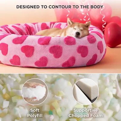 Lesure® Cute Donut Pet Bed for Dogs & Cats - Pink Hearts - Image 3