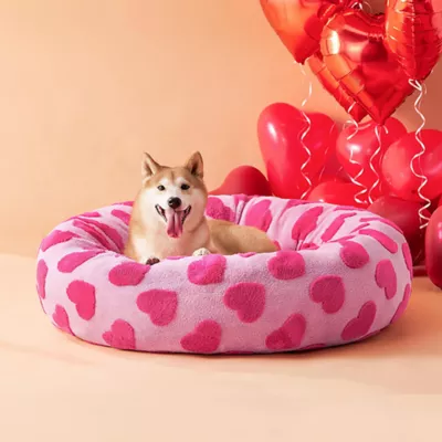 Lesure® Cute Donut Pet Bed for Dogs & Cats - Pink Hearts - Image 6