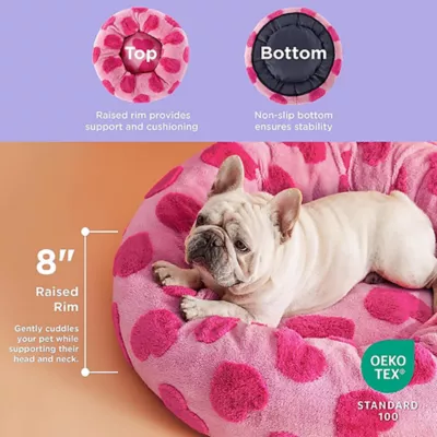Lesure® Cute Donut Pet Bed for Dogs & Cats - Pink Hearts - Image 2