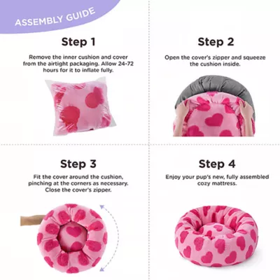 Product Lesure® Cute Donut Pet Bed for Dogs & Cats - Pink Hearts