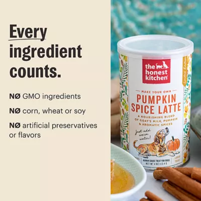 Product The Honest Kitchen Pumpkin Spice Latte Dehydrated Goat's Milk All Life Stage Dog Food Topper