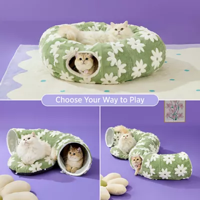 Product Lesure® Cat Tunnel Bed for Indoor Cats, Flowers